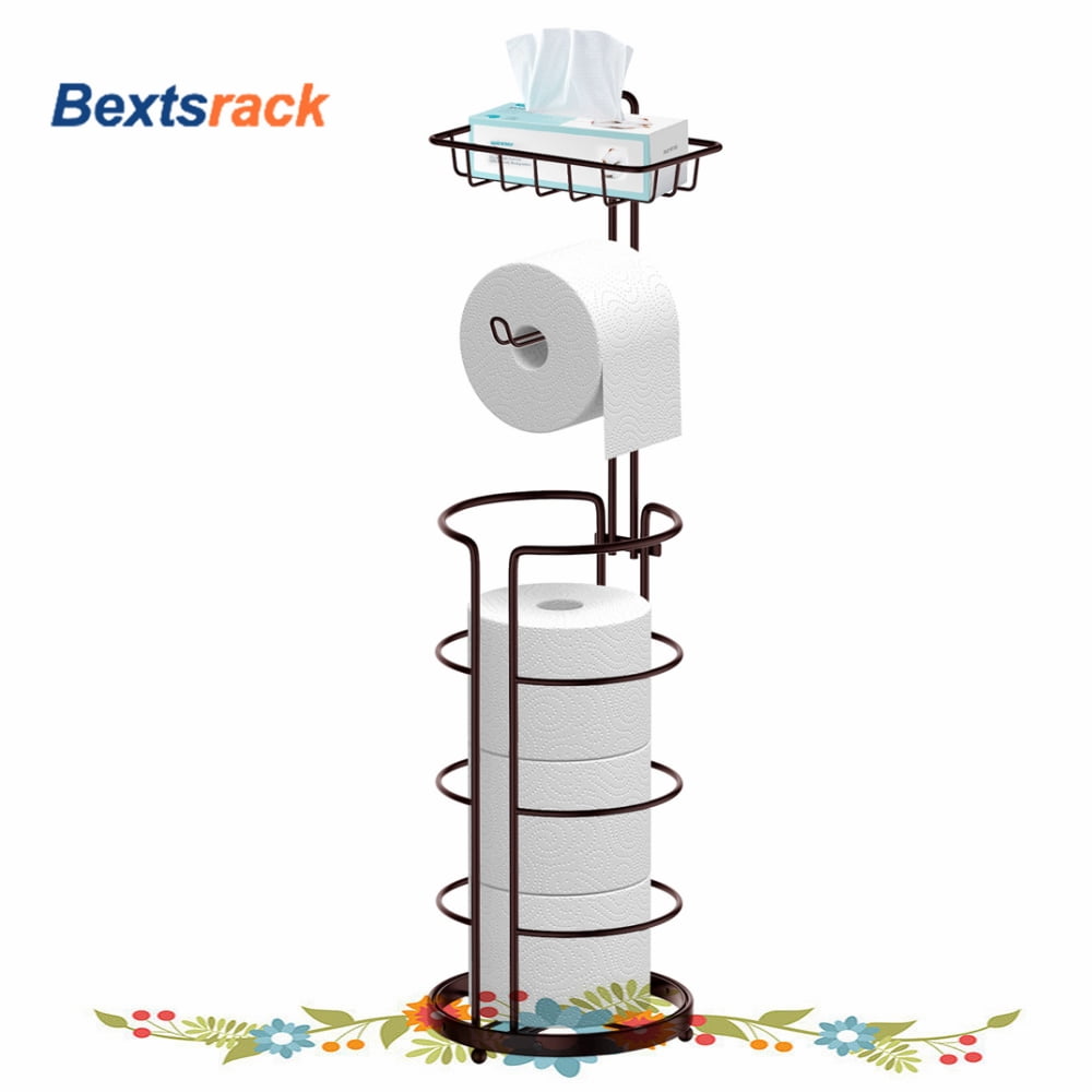 Bronze Freestanding Toilet Paper Holder with Storage Shelf