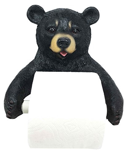 Darling Black Bear Toilet Paper Holder Bathroom Wall Decoration for Cozy Cabin and Hunting Lodge Decor Figurine