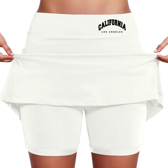 oqasdz Women's Mid Rise Elastic Waist Solid Color Seamless Stretch Fit Culottes with Pocket Sports Workout Casual Fashion Outdoor Skirt