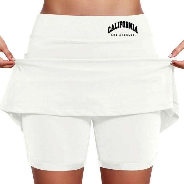 Women's Mid Rise Culottes With Pocket Sports Casual Fashion Printed Skirt