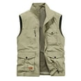 thumbnail image 1 of Lilgiuy Men's Loose Vest Outdoor Casual Solid Color Quick-Dry Sleeveless Reversible Travel Vest Jacket with Multi Pockets Khaki, 1 of 3