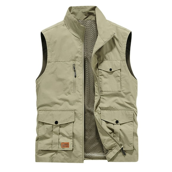 Men's Vests Aqestyerly Men's Plus Size Coats Men's Thin Sports Multi-Bag Casual Quick-Drying Loose Vest Mountaineering Tooling Outdoor Vest Jackets HWRETIE