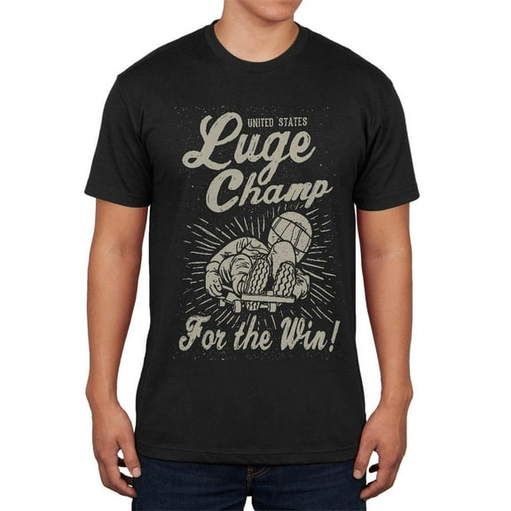 Winter Games Luge Champ For the Win USA Mens Soft T Shirt Black 2XL