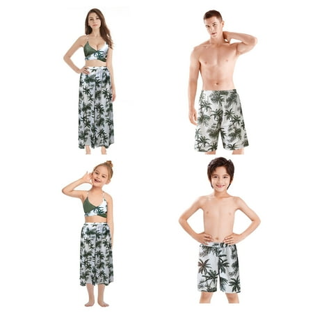 SILVERCELL Family Matching Swimwear  Women Bikini 3PCS Set Mother Swimsuits Bathing Suit with Beach Skirt