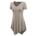 thumbnail image 2 of Made by Johnny Women's V-Neck Asymmetrical Tunic Top XXL TAUPE, 2 of 6