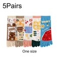 thumbnail image 2 of 5 Pairs Womens Toe Socks Fruit Letter Slogan Bear Crew Socks Cute Sweet Fashion Cotton Five-toe Socks Cotton Socks, 2 of 7