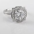 thumbnail image 2 of Art Deco Halo Diamond Engagement Ring, Solitaire With Accents Diamond Ring, 2.3 Ct Round Cut Simulated Diamond, 925 Sterling Silver, Proposal Ring For Girlfriend, 2 of 5