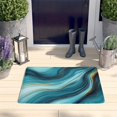 thumbnail image 2 of Blue and Gold Marble Shimmer Waves Flannel Non Slip Door Rugs,Washable Door Mats Indoor,Decorative Door Mats,Dirt-Resistant and Absorbent Doormat for Entrance,Bedroom,Kitchen,Bathroom,23.5"x16", 2 of 5