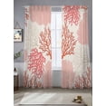 Coastal Ocean Coral Sheer Curtains 108 Inches Long 2 Panels, Red Pink ...