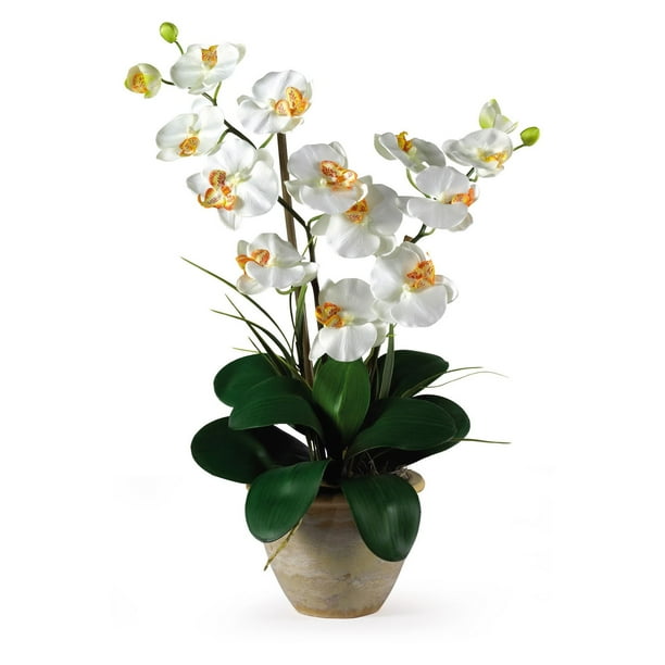 Nearly Natural Double Phalaenopsis Silk Orchid Flower Arrangement
