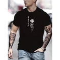 thumbnail image 1 of Rose Graphic Print Men's Creative Top, Casual Short Sleeve Crew Neck T-shirt, Men's Clothing For Summer Outdoor, 1 of 8