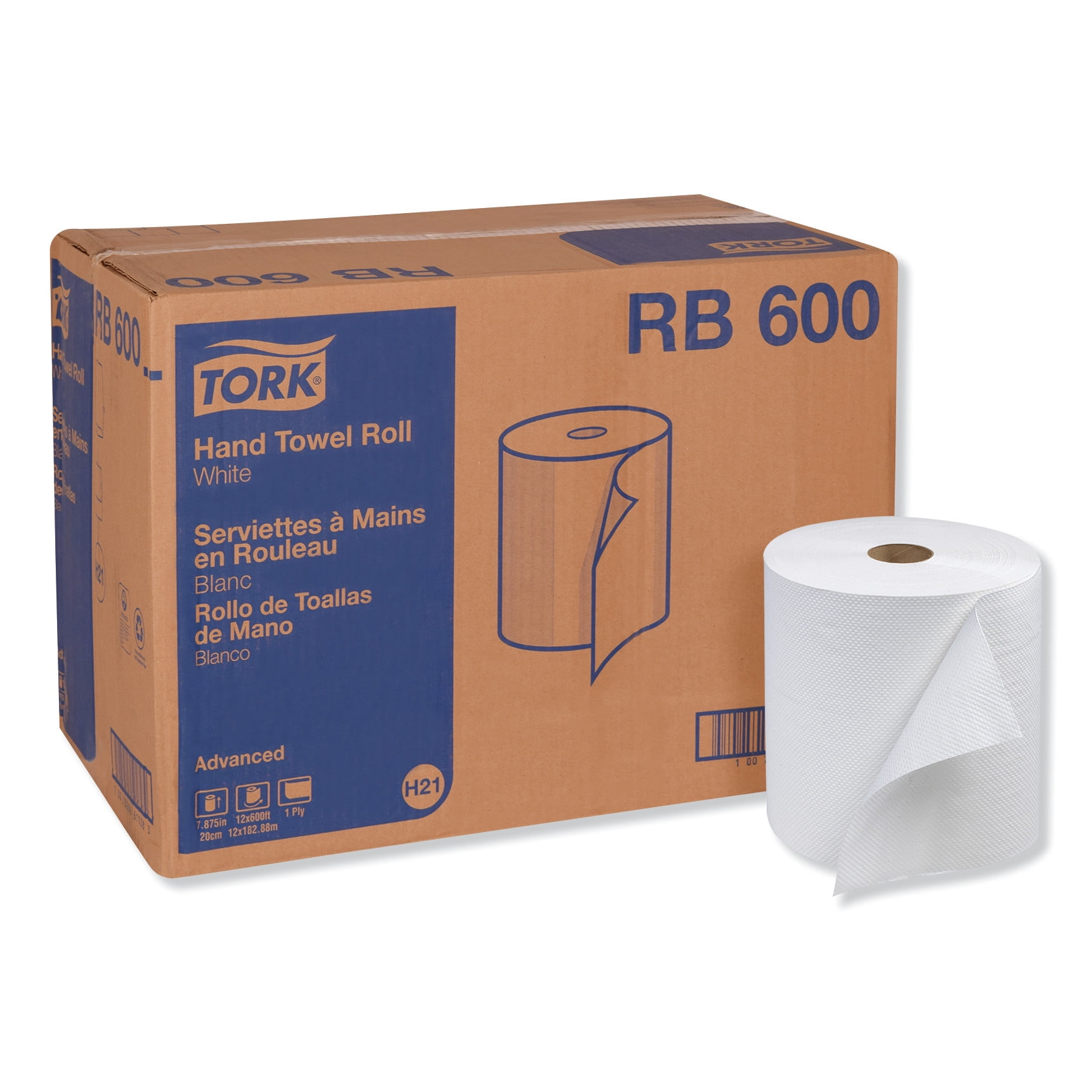 Tork Advanced Hardwound Roll Towel, 1Ply, 7.88" x 600 ft, White, 12