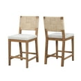 thumbnail image 3 of Christopher Knight Home 24.25" Counter Height Bar Stools, Wood Frame, Woven Rattan Back, Brown+Gray, Set of 2, 3 of 9