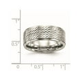thumbnail image 4 of Mens Stainless Steel 9mm Brushed Center Ridged Edge Diamond Cut Ring, 4 of 4
