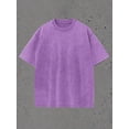 thumbnail image 3 of Mens Plus Size Washed Purple T-Shirt, Crew Neck, Oversized Fit, Streetwear Style, 3 of 5