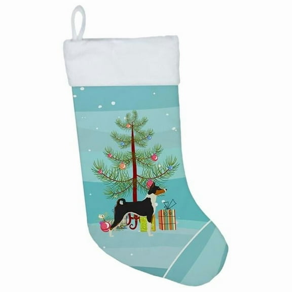 Caroline's Treasures Basenji Multi-color Christmas Stocking, with Soft Suede Fabric 18"