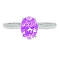 thumbnail image 3 of 1 ct Oval Cut Natural Amethyst Solitaire 14K White Gold Womens Engagement Ring, 3 of 5