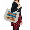 thumbnail image 2 of Seaside Shopping Bag, Deck Chairs Overlooking Tropical Sea of Thailand Beach Exotic Holiday Picture, Eco-Friendly Reusable Bag for Groceries Beach and More, 15.5" X 14.5", Cream, by Ambesonne, 2 of 2