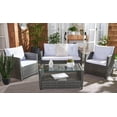 thumbnail image 2 of SAFAVIEH Vellor Outdoor Patio 4 Piece Conversation Set, Grey Brown/White, 2 of 12