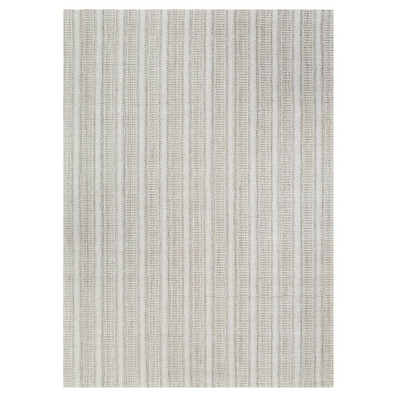 Couristan Aspen Textured Stripes 6' X 9' Light Beige Handmade Wool Rug