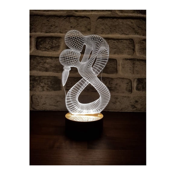 Lámpara Lamp By-Lamp 3D Lovers con base de madera hecha a mano