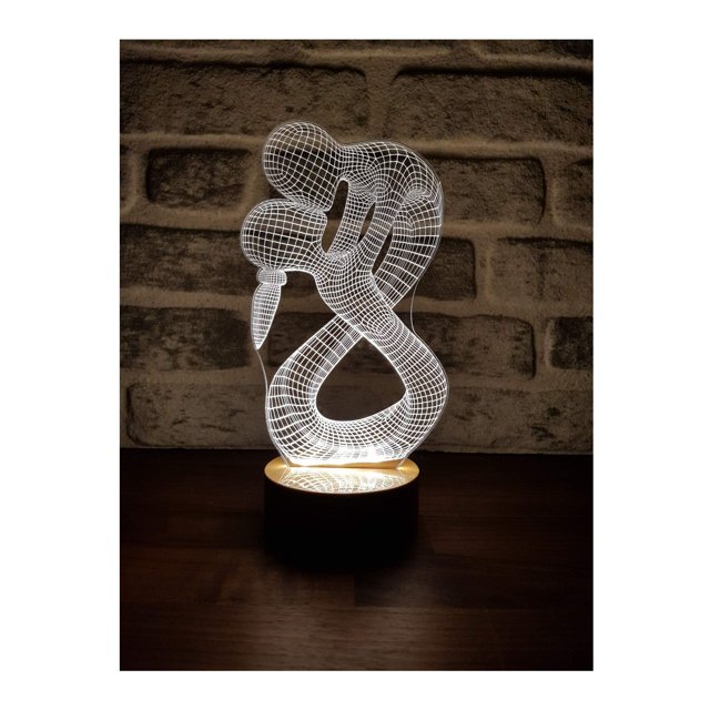 Lámpara Lamp By-Lamp 3D Lovers con base de madera hecha a mano