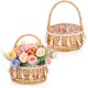 thumbnail image 1 of wonima44 2 Pack Boho Flower Girl Baskets, Small Wicker Basket with Handle - Basket for Flowers, Handwoven Willow Rattan Decorative Baskets for Wedding, Home Decor, Gifts (8.66 x 6.29 x 6.29 Inches), 1 of 1