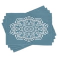 thumbnail image 1 of Ambesonne Leaf Place Mats Set of 4, Lace Style Royal Round, Standard Size, Slate Blue White, 1 of 6
