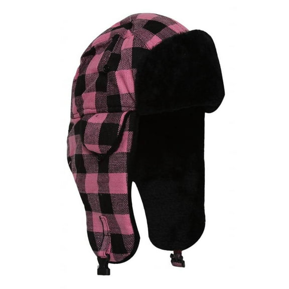Checker Pattern Trooper Hat - Pink/Black