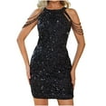 thumbnail image 6 of Kilaqueen Party Dresses for Women Sparkly Sequin Halter Off Shoulder Mini Dress Sexy Homecoming Cocktail Evening Outfits, 6 of 8