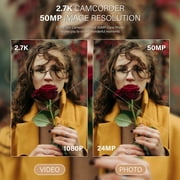 SEREE Video Camera for Youtube Camcorder QHD 2.7K 50MP Vlogging Digital Camera with 32GB Card and 2 Batteries