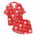 thumbnail image 7 of sexy split short pajama sets for women lace trim satin sleep shorts Women's Christmas HoHo Snowflake Print Shorts & Short Sleeve Pajama Set, 7 of 7
