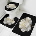thumbnail image 4 of Abstract White Bathroom Rugs Set Gold Floral Black Background Modern Art Non Slip Absorbent Soft Bath Mats 3 Piece Set with Bathroom Rug, U-Shaped Floor Mat, Toilet Seat Cover Small Size, 4 of 9