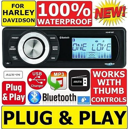 FOR 1998-2013 HARLEY TOURING WATERPROOF BLUETOOTH MP3 AUX RADIO