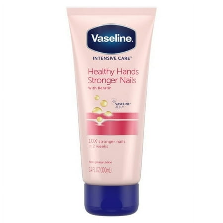 Vaseline Intensive Care Healthy Hands and Stronger Nails Non Greasy Women's Lotion Dry Skin, 3.4 oz