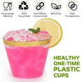 thumbnail image 3 of Tobvory 100 Pack Gold Rimmed Plastic Cups - 9 oz Hard Clear Cups, Premium Disposable Cup For Cocktail And Drinking Food Grade Party Set Sturdy Tumbler Rim, 3 of 4