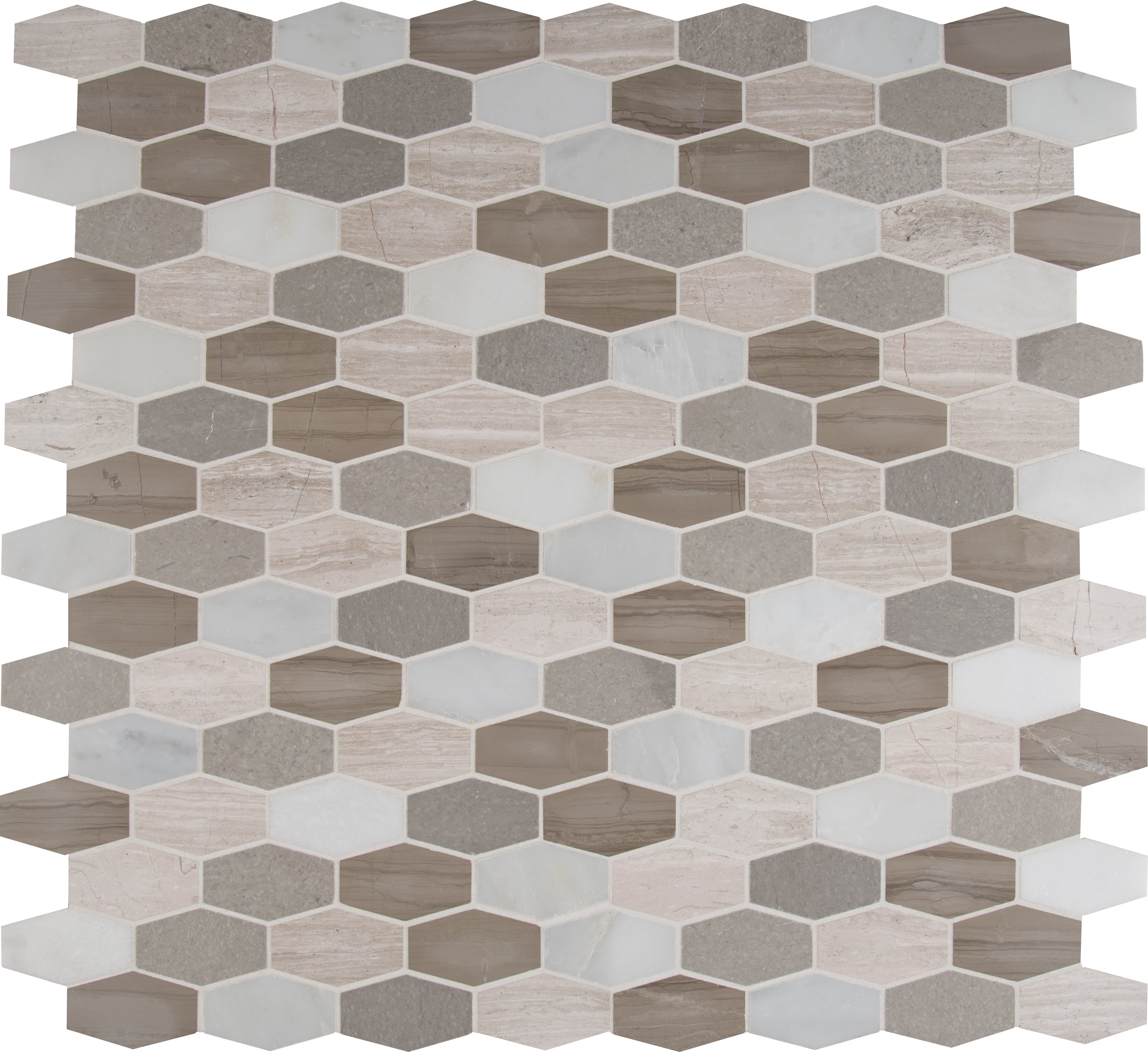 MSI Bellagio Blend Elongated Hexagon 12 in. x 12 in. x 10 mm Honed Marble Mesh-Mounted Mosaic Tile (9.7 sq. ft. / case)