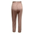 thumbnail image 5 of QLEICOM Women's Joggers Pants Cotton Linen Solid Trousers Casual Solid Pockets Elastic Waist Comfortable Straight Pants for Workout, Yoga, Running Pink S, US Size 4, 5 of 6
