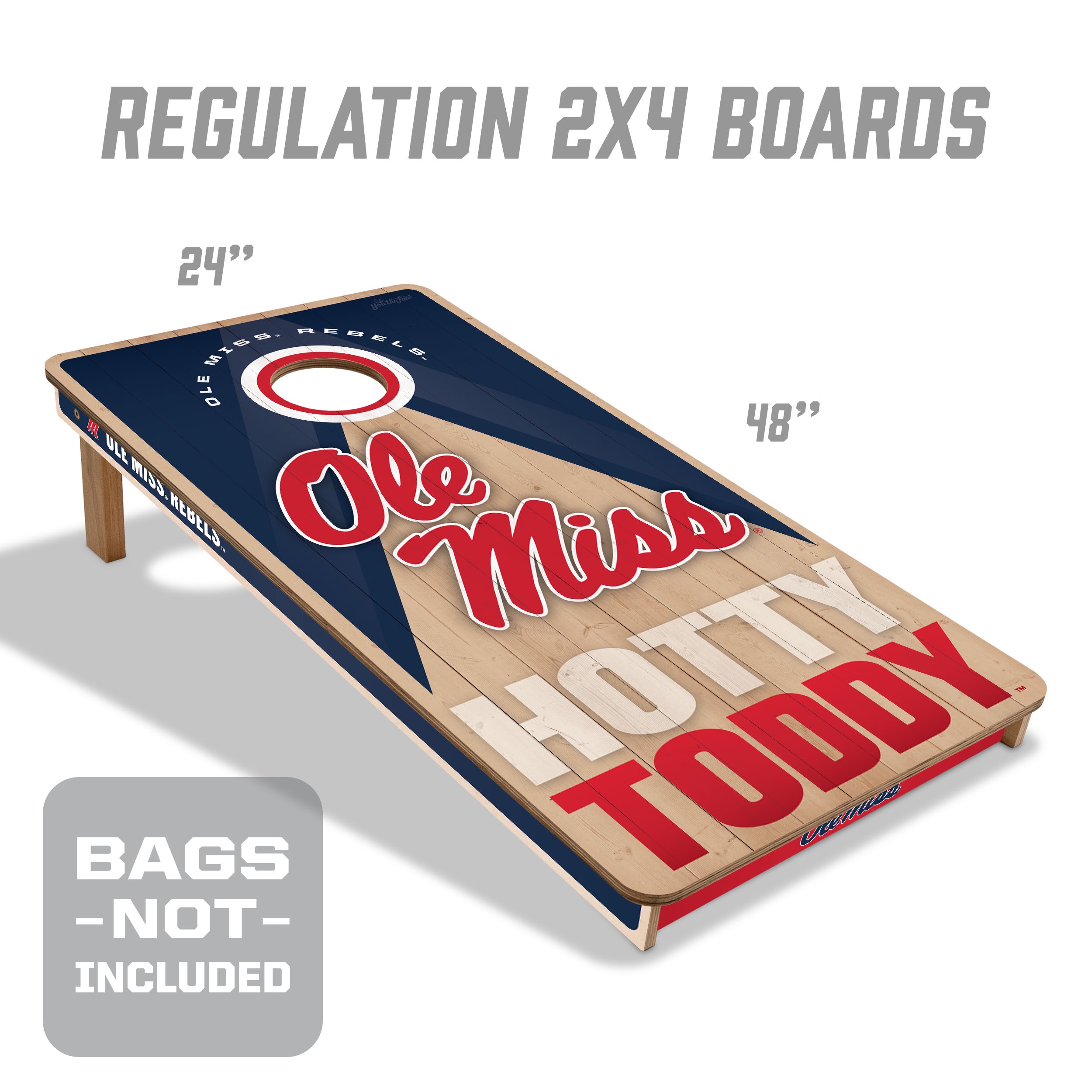 YouTheFan NCAA Mississippi Rebels 2X4 Slogan Series Cornhole NO BAGS