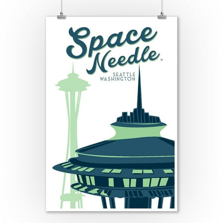 Straight Needles Lantern - Seattle, Washington - The Space Needle - Lantern Press Artwork (9x12 Art Print, Wall Decor Travel Poster)