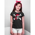 thumbnail image 3 of Pirate Skull Eye Patch Crossbones Youth T-shirt | Cruise Trip Theme Park Pool Halloween Costume Accessory | XS, Black, 3 of 5