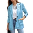 thumbnail image 2 of Seyurigaoka Womens PU Leather Jacket Fashion Long Sleeve Slim Blazer Button Down Shacket Coat Autumn Casual Solid Outwear with Pockets Streetwear, 2 of 4