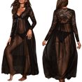 thumbnail image 1 of TRKIYQC Falda de noche de verano para mujer, costura de encaje, cuello en V, manga larga, vestido largo, lencería TRKIYQC moda, 1 of 10
