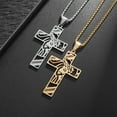 thumbnail image 4 of RYUJNDK Catholic Crucifix Charm Necklace Adjustable Length Neckchain Faith Symbol Pendant Clavicle Chain for Men and Women, 4 of 13
