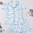 thumbnail image 2 of Yuncity Cute Pajama Sets For Women 2 Piece Shark Print Summer Short Sleeve Button Up Top With Shorts Pjs Sleepwear Loungewear Nightwear,Size S-2Xl White, 2 of 5