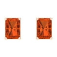 thumbnail image 3 of 14K Solid Gold Screw Back Stud Earrings for Women | 1 cttw Emerald Cut Simulated Red Diamond | Rose Gold, 3 of 5