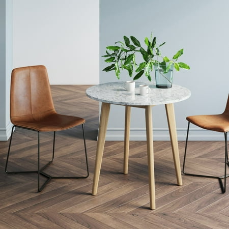 Nathan James Amalia Light Brown/Tan Marble-Laminate Round Bistro Dining Table