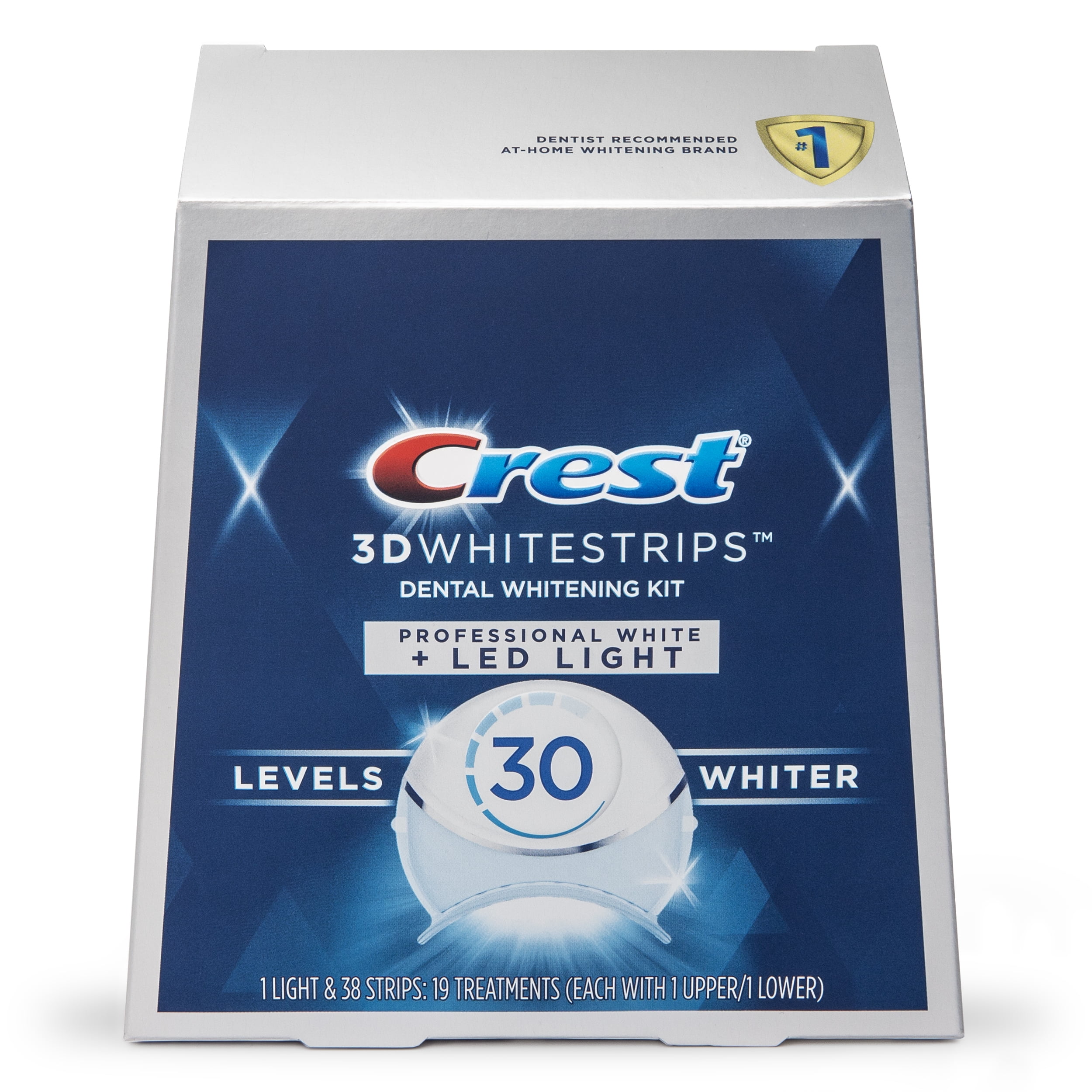 For en dagstur lån Virus Crest 3DWhitestrips Professional White with LED Accelerator Light At-home  Teeth Whitening Kit, 19 Treatments, 30 Levels Whiter - Walmart.com