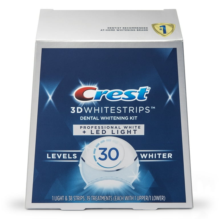 Crest 3DWhitestrips Professional White with LED Accelerator Light At home Teeth Whitening Kit 19 Treatments 30 Levels Whiter