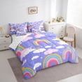thumbnail image 3 of Homewish Cartoon Rainbow 7pcs Bedding Comforter Set for Preppy Children Kids,Cute Gradient Watercolor Queen Bedding Sets Super Cozy,Dreamy Princess Queen Sheet Sets,Microfiber Bedroom Decor, 3 of 8